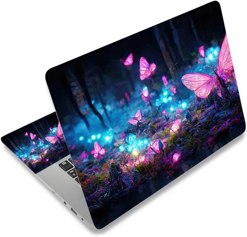 AIMSA Laptop Skin Sticker Decal, 17 17.3 inch Laptop Art Decal Universal Cover, Decorative Stickers Notebook Skin Protector, Fantasy Pink Butterfly - Image 1